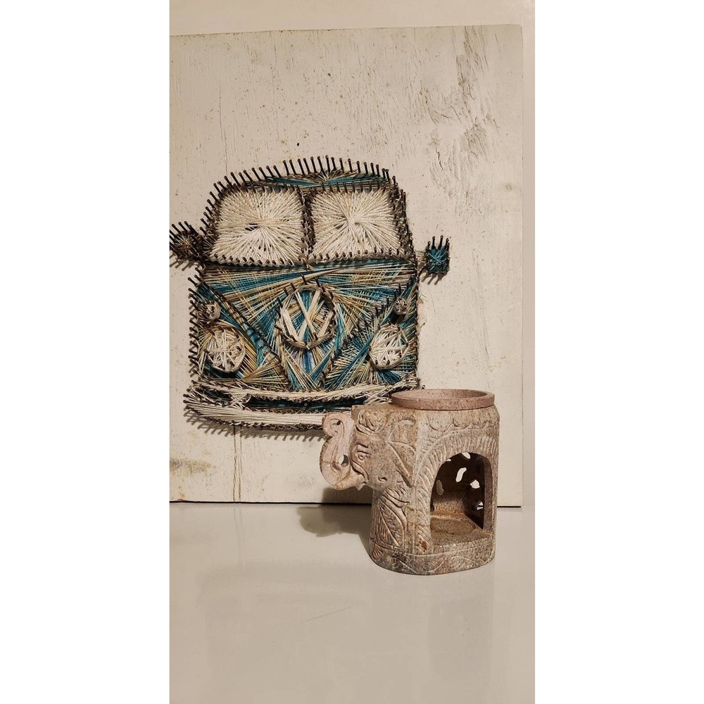 Elephant wax melt candle holder oil burner solid stone bohemian boho carved - Picture 9 of 12